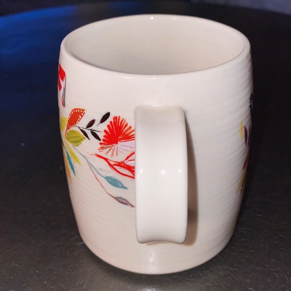 Anthropologie White Mug with Red Floral Letter T